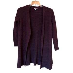 Halogen Burgundy Wool Blend Longline Cardigan Open Front Duster L